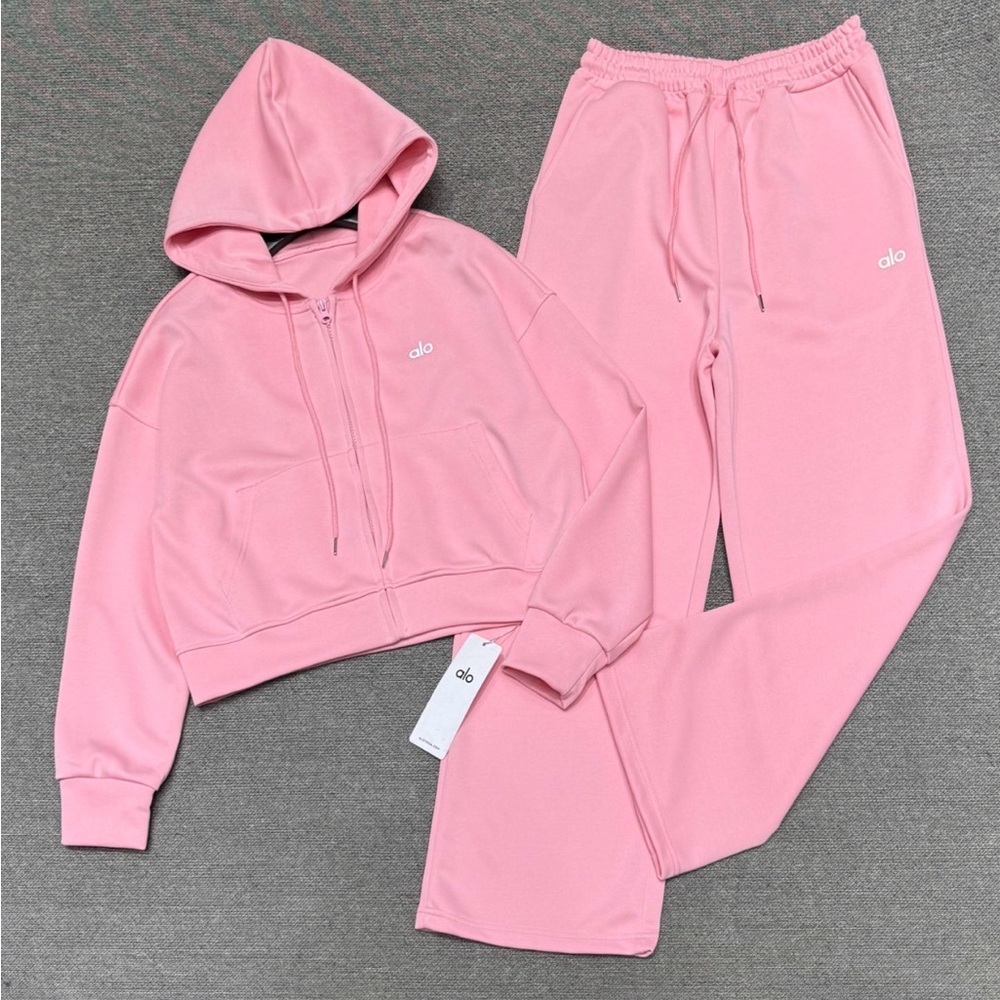ALO Yoga Blush Pink Hoodie and Sweatpants